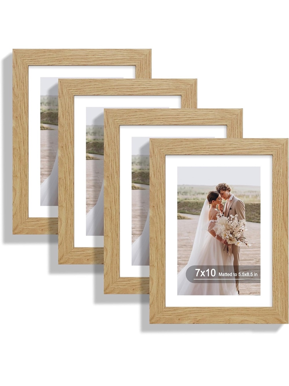 Natural Wood Grain 7x10 Photo Frame - Set of 4
